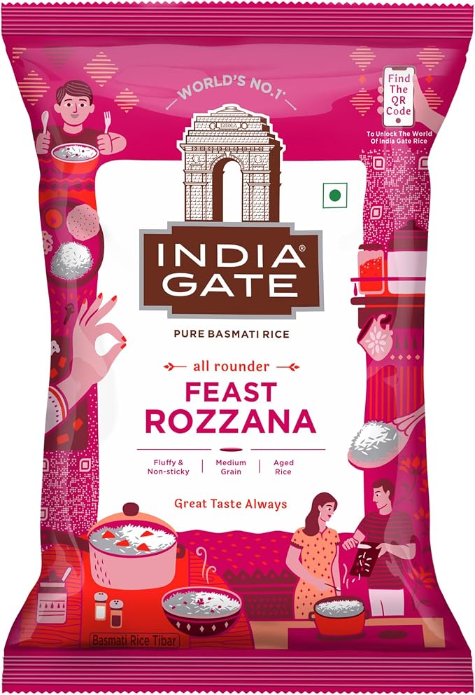 India Gate Basmati Rice Pouch, Feast Rozzana, 1 Kg