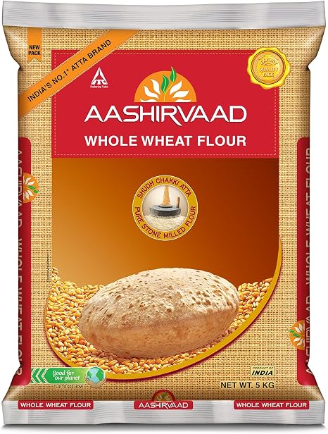 Aashirvaad Whole Wheat Flour Shudh Chakki Atta 5kg, PACK